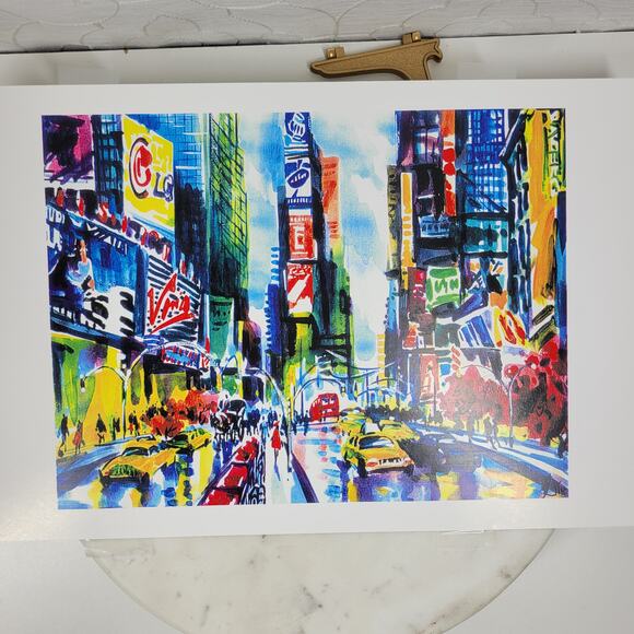 VTG Signed Jiu New York City Times Square Street Art Print Poster Wall Decor - Picture 15 of 15